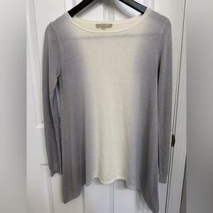 Joan Vass Gray Asymmetrical Long Sleeve Lightweight Top Cashmere Blend